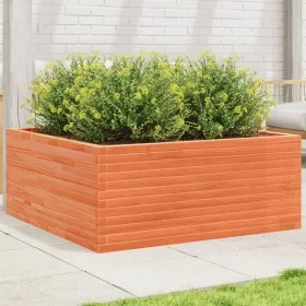 Jardinera de madera maciza de pino marrón cera 110x110x46 cm de , Maceteros y jardineras - Ref: Foro24-3282436, Precio: 244,6...