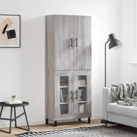 Aparador alto madera contrachapada gris sonoma 69,5x34x180 cm de , Aparadores - Ref: Foro24-3195761, Precio: 154,88 €, Descue...