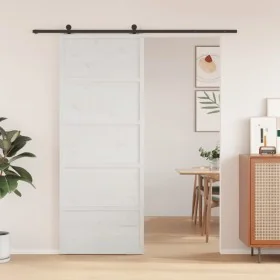 Puerta de granero madera maciza pino blanca 80x208 cm by , Doors - Ref: Foro24-850636, Price: 114,50 €, Discount: %