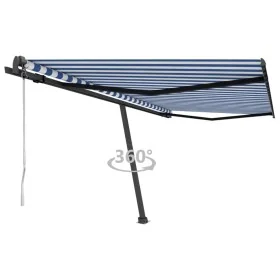 Toldo de pie automático azul y blanco 450x350 cm de , Toldos - Ref: Foro24-3069846, Precio: 607,48 €, Descuento: %