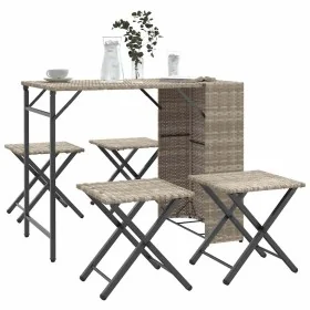 Juego de comedor de jardín plegable 5 pzas ratán PE gris claro by , Garden sets - Ref: Foro24-365948, Price: 168,71 €, Discou...
