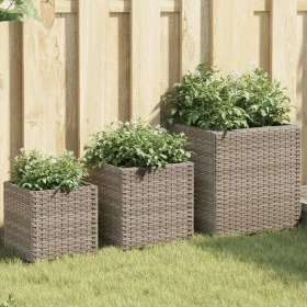 Jardineras 3 unidades ratán sintético gris de , Maceteros y jardineras - Ref: Foro24-366397, Precio: 82,67 €, Descuento: %