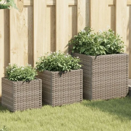 Jardineras 3 unidades ratán sintético gris de , Maceteros y jardineras - Ref: Foro24-366397, Precio: 82,67 €, Descuento: %