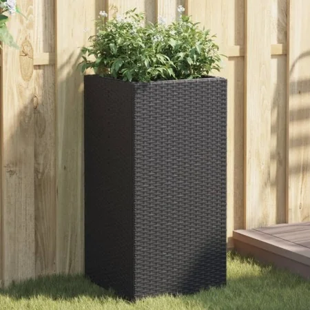 Jardinera de ratán sintético negra 40x40x80 cm de , Maceteros y jardineras - Ref: Foro24-366413, Precio: 75,08 €, Descuento: %