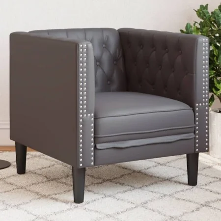 Sillón Chesterfield de cuero artificial gris de , Sofás - Ref: Foro24-372655, Precio: 164,18 €, Descuento: %