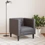 Sillón Chesterfield de cuero artificial gris de , Sofás - Ref: Foro24-372655, Precio: 164,18 €, Descuento: %