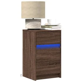 Mesita de noche con luces LED madera de ingeniería roble marrón by , Nightstands - Ref: Foro24-852018, Price: 62,81 €, Discou...