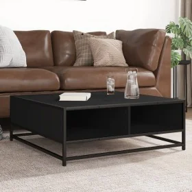 Mesa de centro madera de ingeniería y metal negro 80x80x30 cm by , Coffee table - Ref: Foro24-848769, Price: 66,90 €, Discoun...