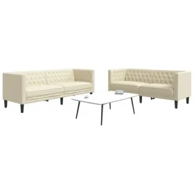 Juego de sofás Chesterfield 2 piezas cuero sintético crema von , Sofas - Ref: Foro24-3209275, Preis: 546,96 €, Rabatt: %