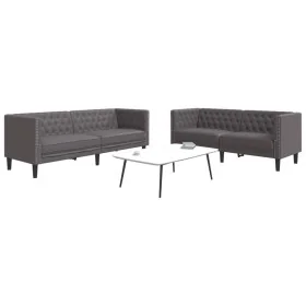 Juego de sofás Chesterfield 2 piezas cuero sintético gris de , Sofás - Ref: Foro24-3209277, Precio: 517,65 €, Descuento: %