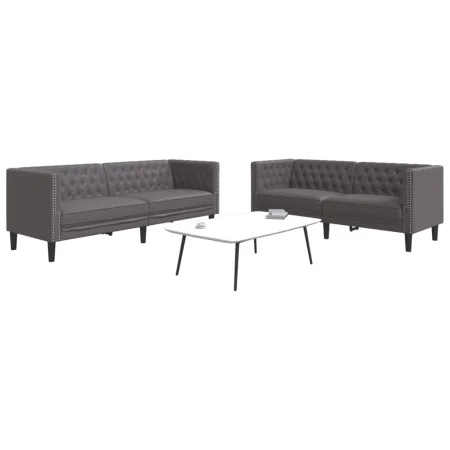 Juego de sofás Chesterfield 2 piezas cuero sintético gris by , Sofas - Ref: Foro24-3209277, Price: 517,65 €, Discount: %
