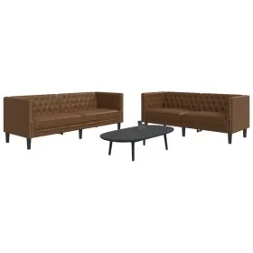 Juego de sofás Chesterfield 2 piezas cuero sintético marrón de , Sofás - Ref: Foro24-3209280, Precio: 558,14 €, Descuento: %