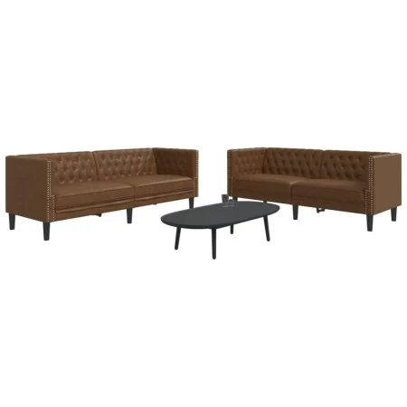 Juego de sofás Chesterfield 2 piezas cuero sintético marrón by , Sofas - Ref: Foro24-3209280, Price: 558,14 €, Discount: %