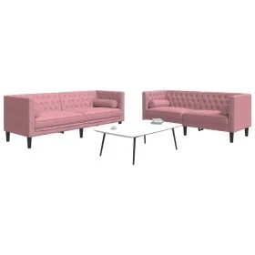 Set de sofás Chesterfield con cojines 2 piezas terciopelo rosa de , Sofás - Ref: Foro24-3209294, Precio: 630,64 €, Descuento: %