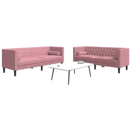 Set de sofás Chesterfield con cojines 2 piezas terciopelo rosa de , Sofás - Ref: Foro24-3209294, Precio: 630,64 €, Descuento: %