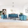Set de sofás Chesterfield con cojines 3 piezas terciopelo azul de , Sofás - Ref: Foro24-3209289, Precio: 912,18 €, Descuento: %