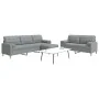 Juego de sofás 3 pzas con reposapiés y cojines tela gris claro de , Sofás - Ref: Foro24-3278343, Precio: 547,36 €, Descuento: %