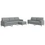 Juego de sofás 3 pzas con reposapiés y cojines tela gris claro de , Sofás - Ref: Foro24-3278343, Precio: 547,36 €, Descuento: %