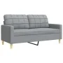 Juego de sofás 3 pzas con reposapiés y cojines tela gris claro de , Sofás - Ref: Foro24-3278343, Precio: 547,36 €, Descuento: %