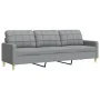Juego de sofás 3 pzas con reposapiés y cojines tela gris claro de , Sofás - Ref: Foro24-3278343, Precio: 547,36 €, Descuento: %