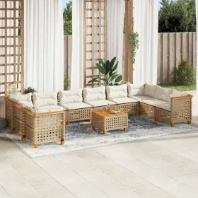 Set de sofás de jardín 11pzas con cojines ratán sintético beige von , Gartensets - Ref: Foro24-3262030, Preis: 917,68 €, Raba...