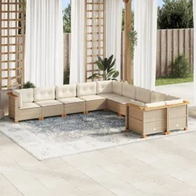 Juego de sofás jardín con cojines beige 10 pzas ratán sintético de , Conjuntos de jardín - Ref: Foro24-3262045, Precio: 813,8...
