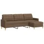 Sofá de 3 plazas con taburete de tela marrón 210 cm de , Sofás - Ref: Foro24-3278252, Precio: 359,03 €, Descuento: %