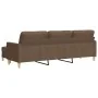 Sofá de 3 plazas con taburete de tela marrón 210 cm de , Sofás - Ref: Foro24-3278252, Precio: 359,03 €, Descuento: %