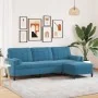 Sofá de 3 plazas con taburete de terciopelo azul 210 cm by , Sofas - Ref: Foro24-3278286, Price: 370,04 €, Discount: %