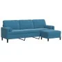 Sofá de 3 plazas con taburete de terciopelo azul 210 cm by , Sofas - Ref: Foro24-3278286, Price: 370,04 €, Discount: %