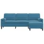 Sofá de 3 plazas con taburete de terciopelo azul 210 cm by , Sofas - Ref: Foro24-3278286, Price: 370,04 €, Discount: %