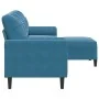 Sofá de 3 plazas con taburete de terciopelo azul 210 cm by , Sofas - Ref: Foro24-3278286, Price: 370,04 €, Discount: %