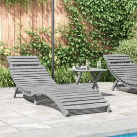 Tumbona de madera maciza de acacia gris 184x55x64 cm de , Tumbonas - Ref: Foro24-363279, Precio: 159,79 €, Descuento: %