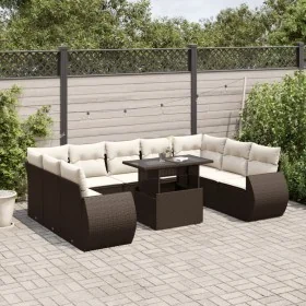 Set de sofás de jardín 10 pzas y cojines ratán sintético marrón de , Conjuntos de jardín - Ref: Foro24-3268743, Precio: 715,4...