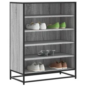 Zapatero madera de ingeniería y metal gris Sonoma 75x38x97,5 cm de , Zapateros y organizadores de calzado - Ref: Foro24-33008...