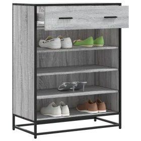 Zapatero madera de ingeniería y metal gris Sonoma 75x38x97,5 cm de , Zapateros y organizadores de calzado - Ref: Foro24-33008...