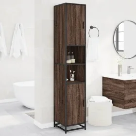 Armario de baño madera y metal marrón roble 35x37,5x188,5 cm de , Muebles de baño - Ref: Foro24-3300884, Precio: 125,28 €, De...