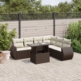 Juego de sofás de jardín 7 piezas con cojines ratán PE marrón by , Garden sets - Ref: Foro24-3268563, Price: 536,05 €, Discou...