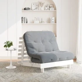 Futón sofá cama con colchón madera maciza blanco 100x206x11 cm de , Futones - Ref: Foro24-846767, Precio: 243,63 €, Descuento: %