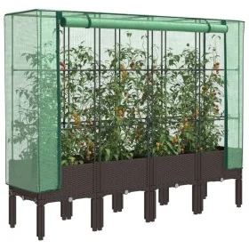 Arriate con cubierta invernadero aspecto ratán 160x40x140 cm de , Maceteros y jardineras - Ref: Foro24-4015807, Precio: 130,2...