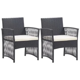 Sillones de jardín con cojines 2 unidades ratán sintético negro de , Sillas de jardín - Ref: Foro24-363406, Precio: 112,57 €,...