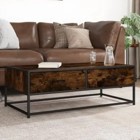 Mesa de centro madera ingeniería metal roble humo 100x50x35 cm by , Coffee table - Ref: Foro24-848781, Price: 65,23 €, Discou...