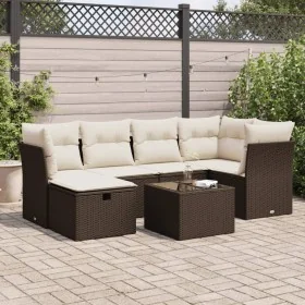 Juego de sofás de jardín 7 piezas con cojines ratán PE marrón de , Conjuntos de jardín - Ref: Foro24-3325299, Precio: 450,36 ...