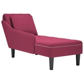 Tumbona con almohada y reposabrazo derecho terciopelo rojo vino de , Divanes - Ref: Foro24-4009776, Precio: 183,97 €, Descuen...