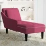 Tumbona con almohada y reposabrazo derecho terciopelo rojo vino de , Divanes - Ref: Foro24-4009776, Precio: 183,97 €, Descuen...