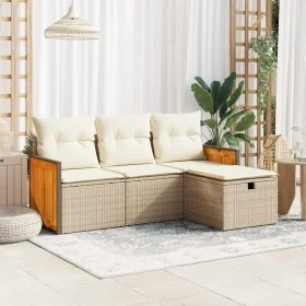 Juego de sofás jardín con cojines 4 pzas ratán sintético beige de , Conjuntos de jardín - Ref: Foro24-3326006, Precio: 301,52...