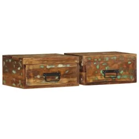 Mesitas de noche de pared 2 uds madera maciza reciclada de , Mesitas de noche - Ref: Foro24-4017456, Precio: 98,13 €, Descuen...