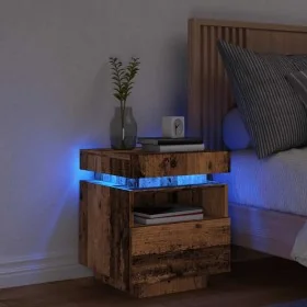 Mesita de noche con luces LED madera envejecida 40x39x48,5 cm by , Nightstands - Ref: Foro24-857658, Price: 69,84 €, Discount: %