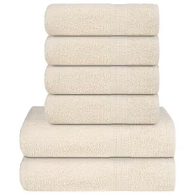 Juego de toallas 6 piezas 100% algodón crema 360 gsm de , Toallas de baño y manoplas - Ref: Foro24-137092, Precio: 37,06 €, D...