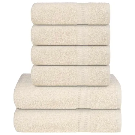 Juego de toallas 6 piezas 100% algodón crema 360 gsm de , Toallas de baño y manoplas - Ref: Foro24-137092, Precio: 37,06 €, D...
